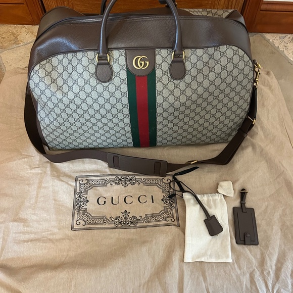 Gucci LARGE Savoy, duffel bag GG supreme brown/tan made in Italy - Picture 4 of 15